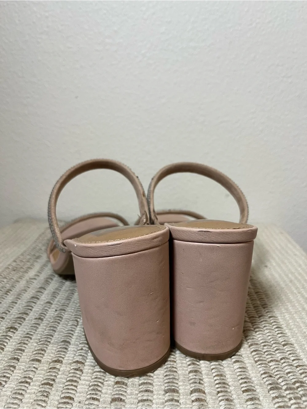 Dolce Vita Beige Rhinestone Strap Block Heels SIZE 9